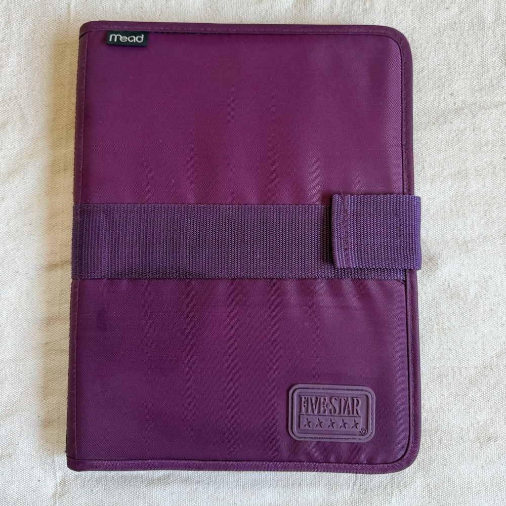 1997 Mead Five Star First Gear Vintage Purple Nylon Notebook Folio Case 2-Pocket